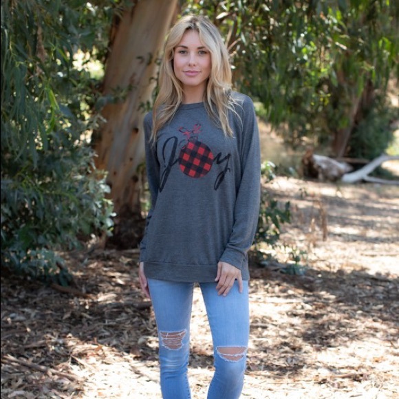 Tops - Christmas Joy Buffalo Plaid Top